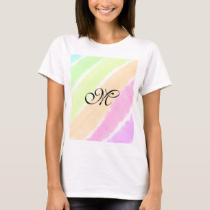 Rainbow stripeswatercolor lines add your monogram T-Shirt
