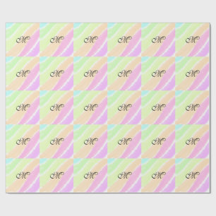 Rainbow stripeswatercolor lines add your monogram wrapping paper