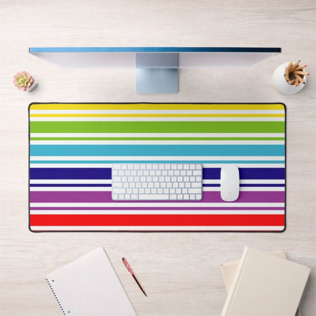 Rainbow Strips Background Desk Mat (Office 1)