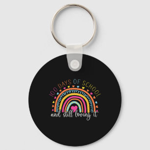 Rainbow Student Happy 100 Days Of School Girl Keychain