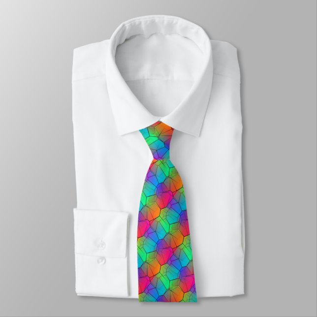 Rainbow Stylish Pattern Tie (Tied)