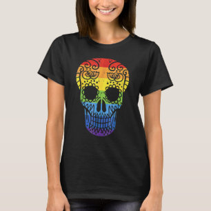 Rainbow Sugar Skull Day Of The Dead Lgbt Gay Pride T-Shirt