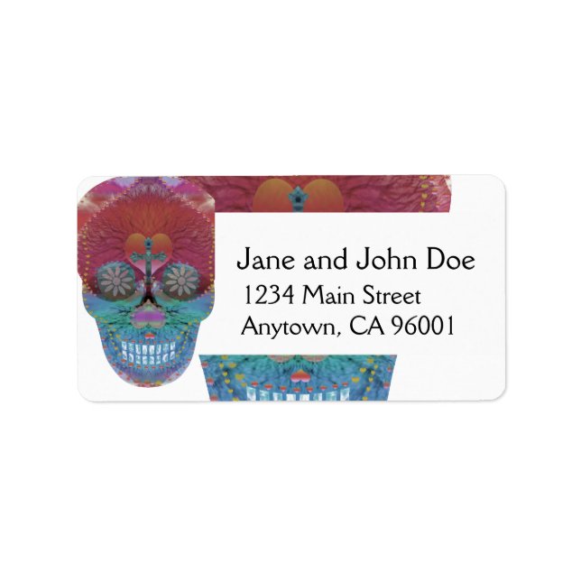 Rainbow sugar skull with tree of life and hearts label (Front)