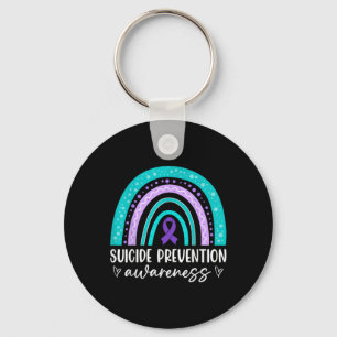 Rainbow Suicide Prevention Awareness Teal Amp Pu  Keychain