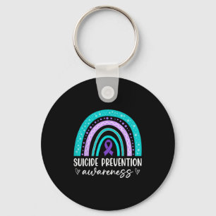 Rainbow Suicide Prevention Awareness Teal &amp; Pu Keychain