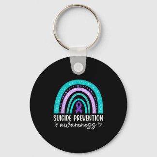 Rainbow Suicide Prevention Awareness Teal & Pu Keychain
