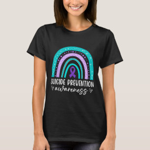 Rainbow Suicide Prevention Awareness Teal &amp; Pu T-Shirt