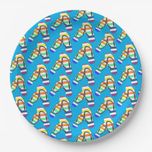 rainbow summer flip-flops pattern paper plate