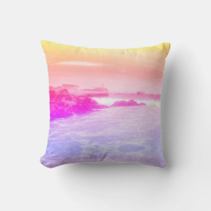 Rainbow Summer Sea Beach Vue Coussin de coussin
