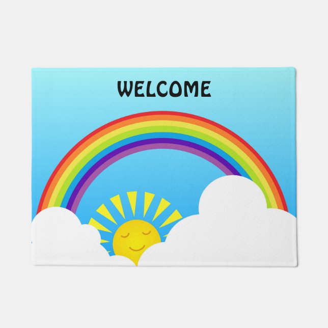 Rainbow sun and clouds doormat (Front)