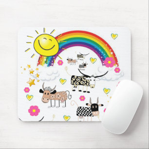 Rainbow Sun Cow Mouse Pad! Tapis de souris