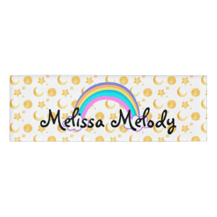 Rainbow Sun Moon Star Pattern Name Tag