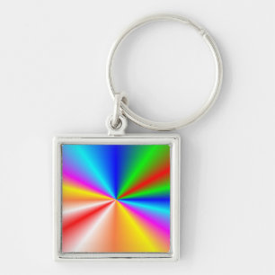 Rainbow "sunburst" background keychain