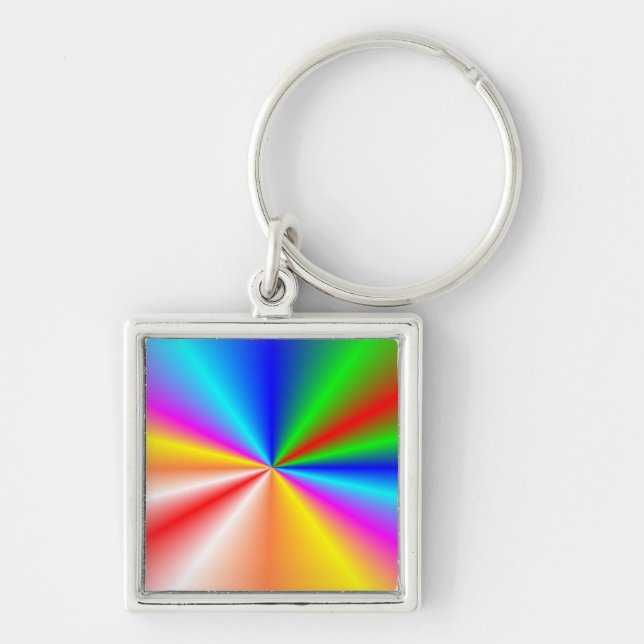 Rainbow "sunburst" background keychain (Front)