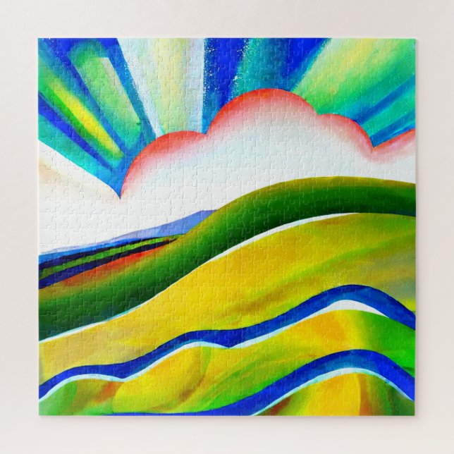 Rainbow Sunburst Landscape Jigsaw Puzzle (Vertical)