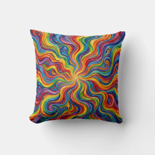 Rainbow Sunburst Throw Pillow – Abstract Art