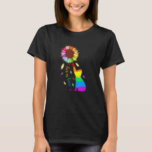 Rainbow Sunflower Cat Love Is Love Lgbt Gay Lesbia T-Shirt