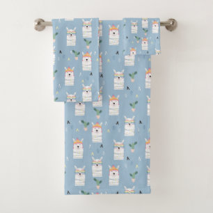 Rainbow Sunglasses Llama Pattern Bath Towel Set