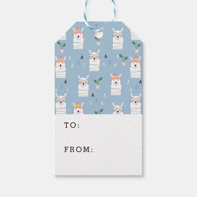 Rainbow Sunglasses Llama Pattern Gift Tags (Front)