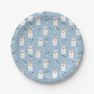 Rainbow Sunglasses Llama Pattern Paper Plate
