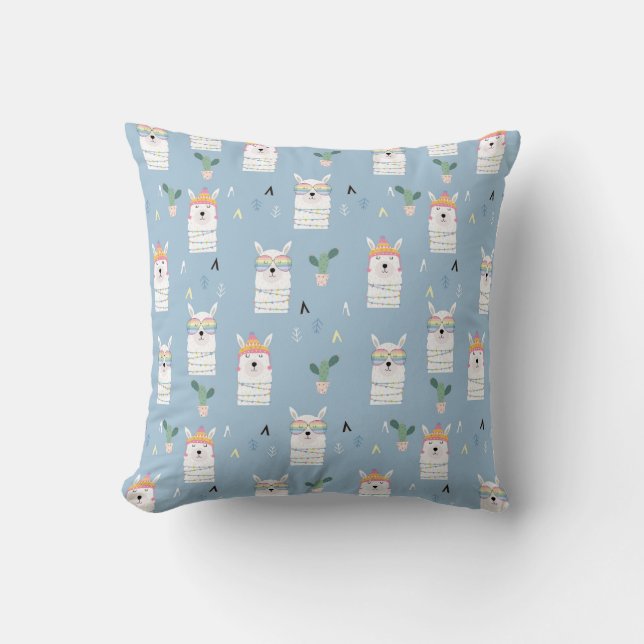 Rainbow Sunglasses Llama Pattern Throw Pillow (Front)
