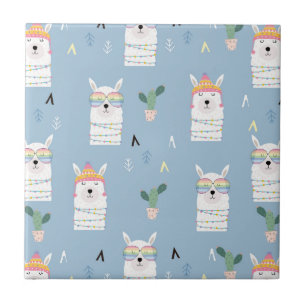 Rainbow Sunglasses Llama Pattern Tile