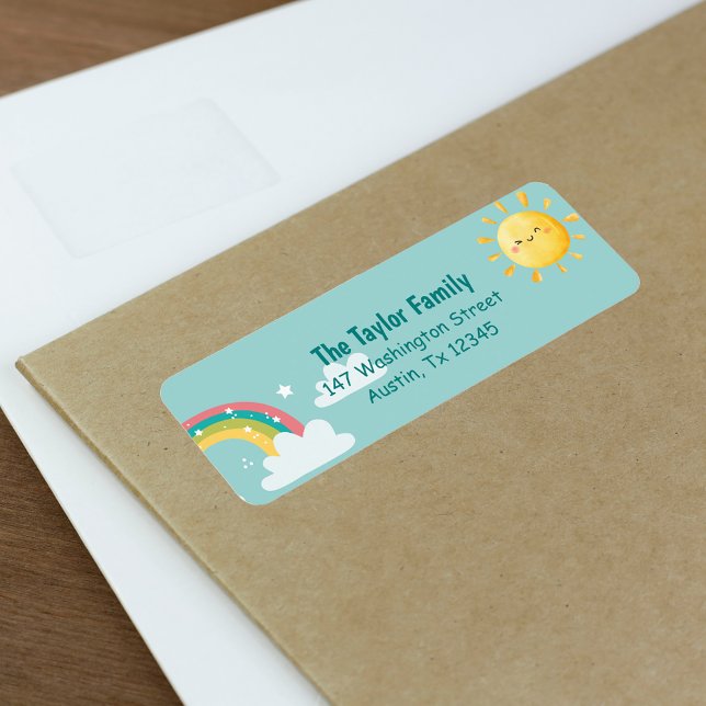 Rainbow Sunny Kids Party Graduation Adresse de ret (Rainbow Sunny Kids Party Graduation Return Addres Label)