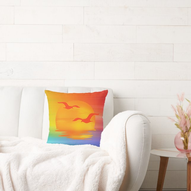Rainbow Sunrise Tote Throw Pillow (Couch)