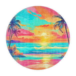 Rainbow Sunset Beach Cutting Board