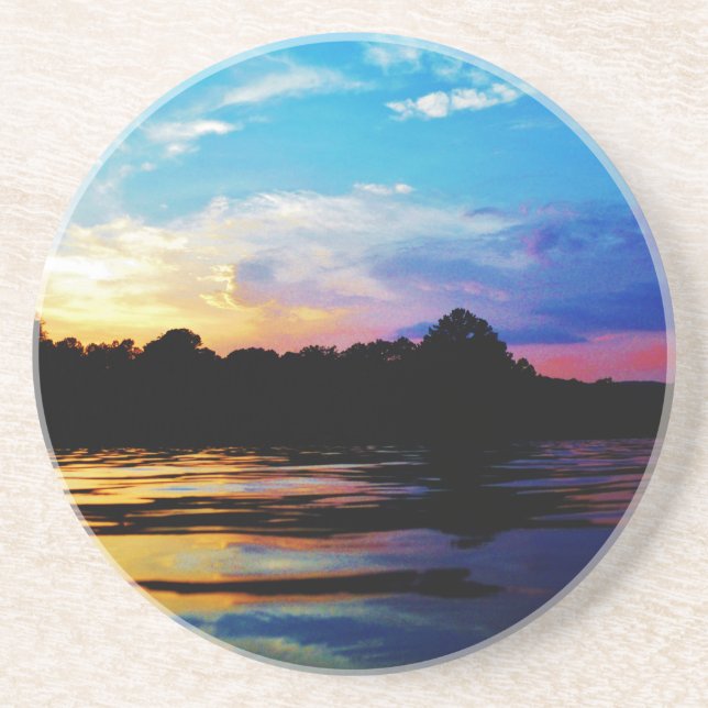 Rainbow sunset on mountain Lake Coaster (Front)