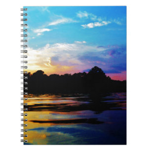 Rainbow sunset on mountain Lake Notebook