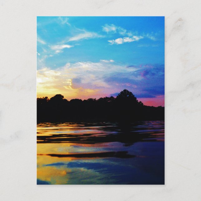 Rainbow sunset on mountain Lake Postcard (Front)