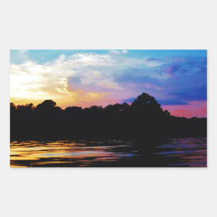 Rainbow sunset on mountain Lake Sticker