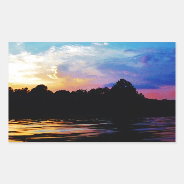 Rainbow sunset on mountain Lake Sticker (Front)