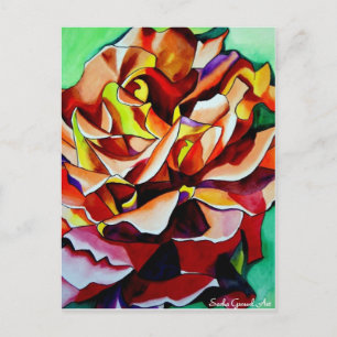 Rainbow Sunset Rose watercolor original art Postcard