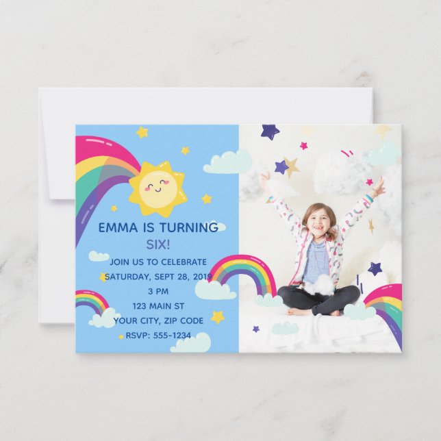 Rainbow Sunshine Amusement Invitation d'anniversai (Devant)