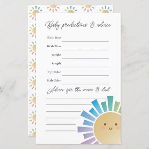 Rainbow Sunshine Baby Shower Guessing Game