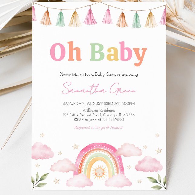Rainbow Sunshine Baby Shower Invitation (Creator Uploaded)