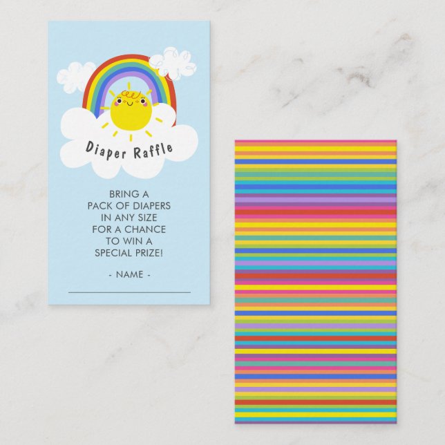 Rainbow Sunshine Diaper Raffle Ticket Enclosure Card (Front/Back)