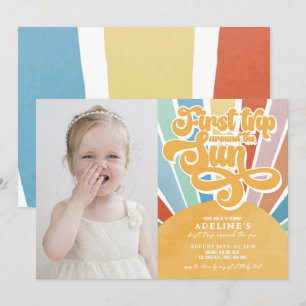 Rainbow Sunshine First Trip around the Sun Photo Invitation