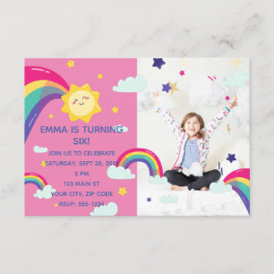 Rainbow Sunshine Fun Birthday Invitation