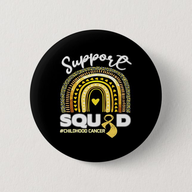 Rainbow Support Squad Childhood Cancer Awareness M 2 Inch Round Button (Front)