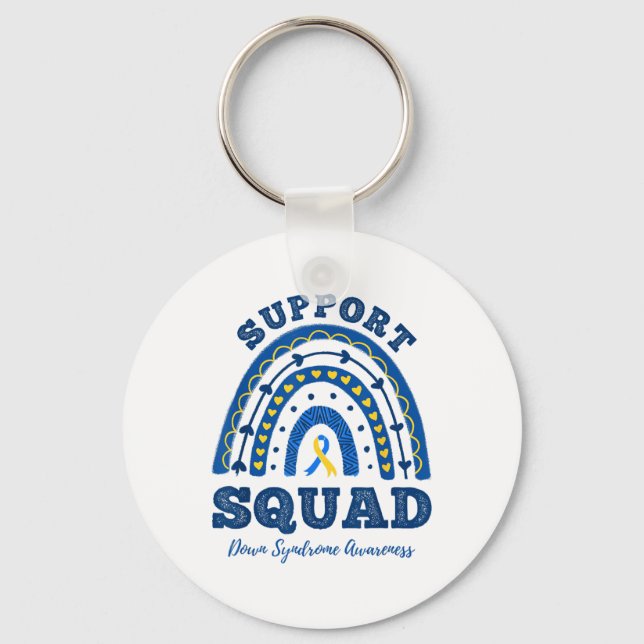 Rainbow Support Squad Down Syndrome Awareness  Keychain (Front)