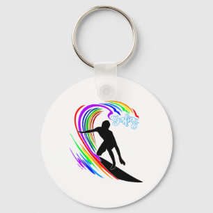 Rainbow Surfing Keychain