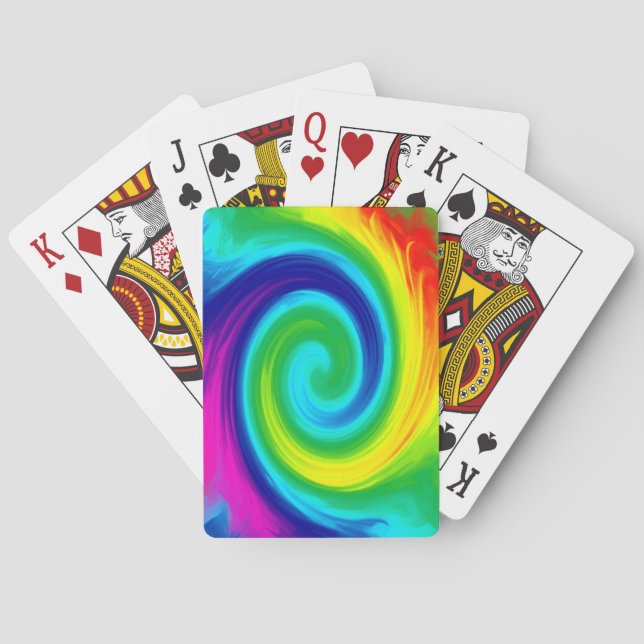 Rainbow Swirl Abstract Art Design Playing Cards (Back)