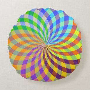 Rainbow Swirl Abstract Round Pillow
