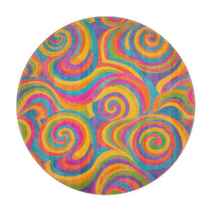Rainbow Swirl Abstract Vibrant Energy Cutting Board
