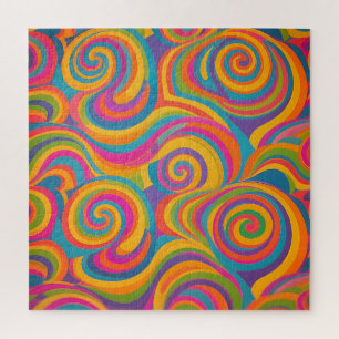 Rainbow Swirl Abstract Vibrant Energy Jigsaw Puzzle