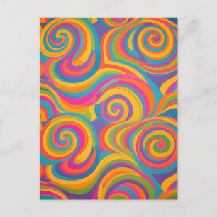 Rainbow Swirl Abstract Vibrant Energy Postcard