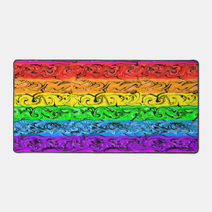 Rainbow Swirl Art Desk Mat